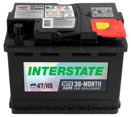 12 Volt Battery Group 47/H5 Interstate AGM Mercedes B-Class Fiat 500e